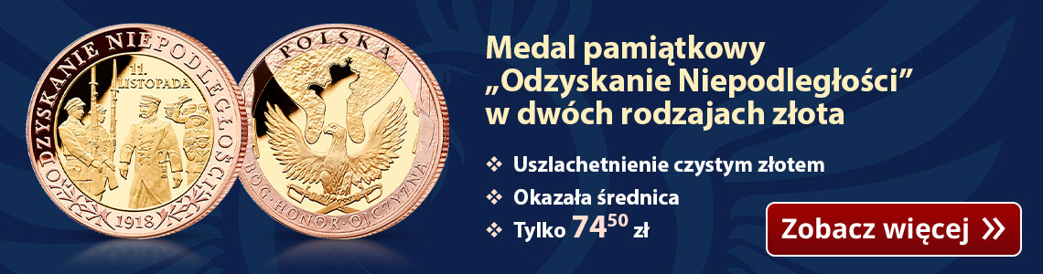Medal pamiątkowy „Odzyskanie Niepodległości” w dwóch rodzajach złota