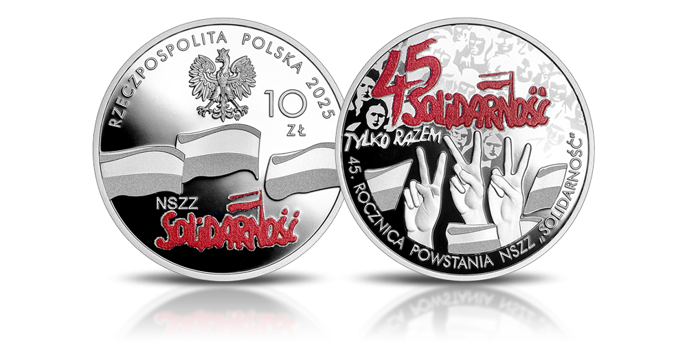 45 lat Solidarności na srebrnej monecie emitowanej przez NBP.