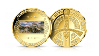 Bitwa pod Kircholmem - obraz Wojciecha Kossaka uwieczniony na medalu platerowanym złotem