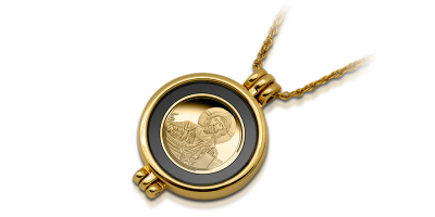 Chrystus Pantokrator - złota moneta w eleganckiej zawieszce