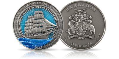 Dar Pomorza - srebrna moneta o masie 1 kg z emalią i nadrukiem