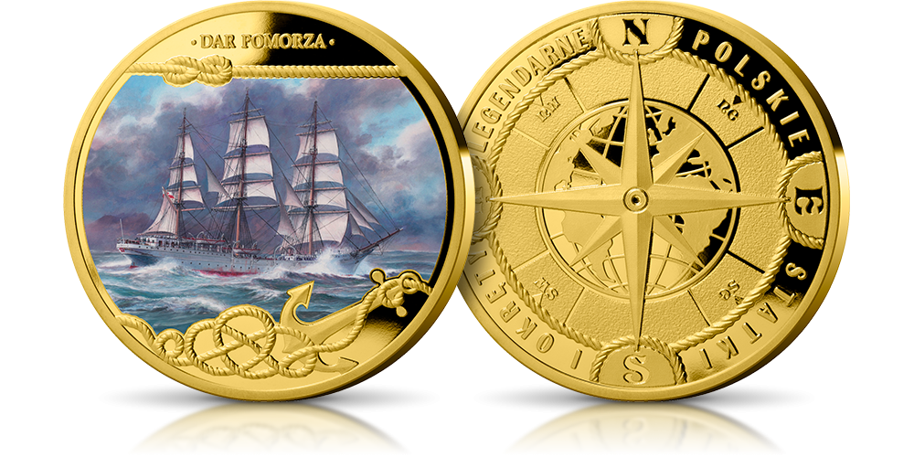 Dar Pomorza na kolekcjonerskim medalu platerowanym 24-karatowym złocie i obrazie Grzegorza Nawrockiego.