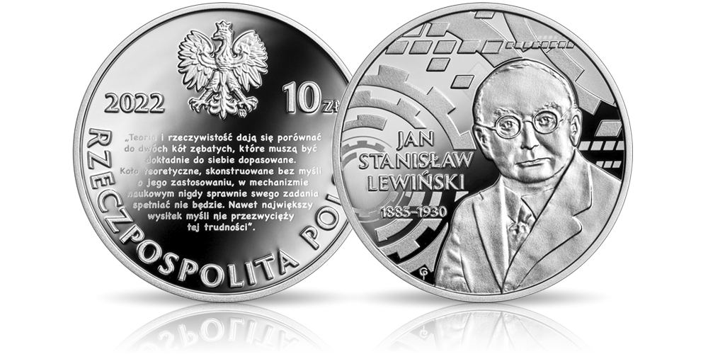 Jan Lewiński na srebrnej monecie NBP.