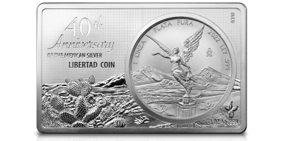 40. rocznica meksykańskiej Libertad - srebrna moneta w imponującej sztabce 