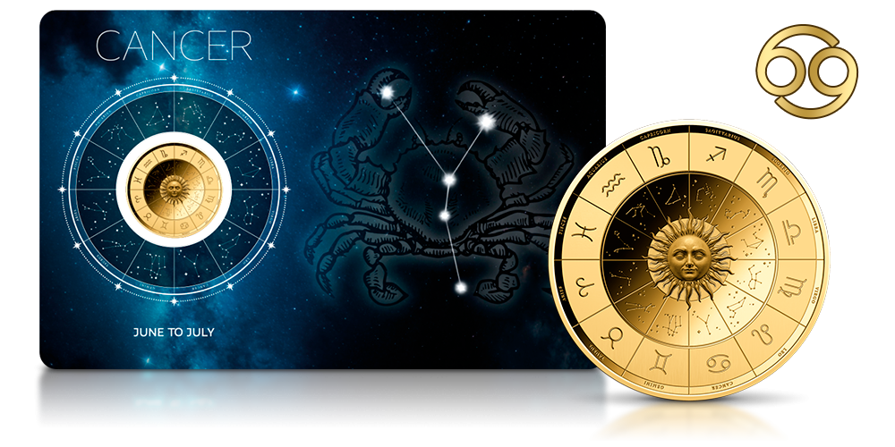 Zodiak na złotej monecie.