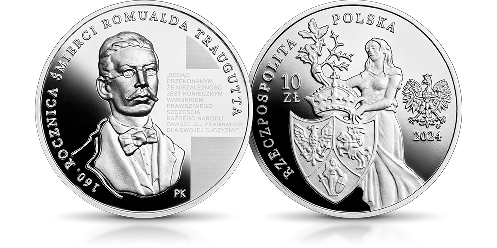 Romuald Traugutt na srebrnej monecie NBP.