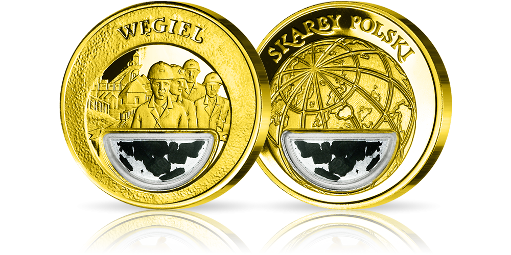 Uszlachetniony złotem medal Węgiel Uszlachetniony złotem medal Węgiel