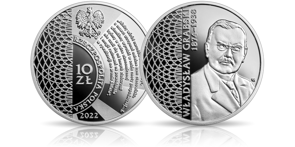 Władysław Grabski na srebrnej monecie NBP.
