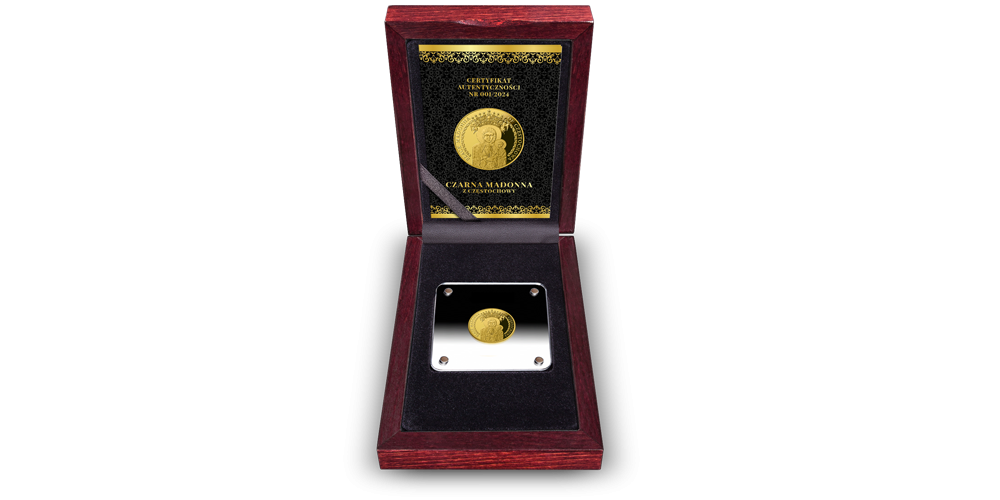  certyfikat autentyczności i ekspozycja monety w pudełku