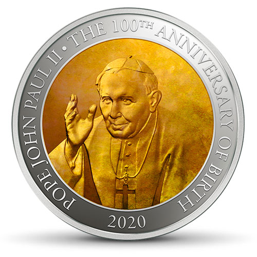 srebrna moneta z Papieżem Jan Paweł II