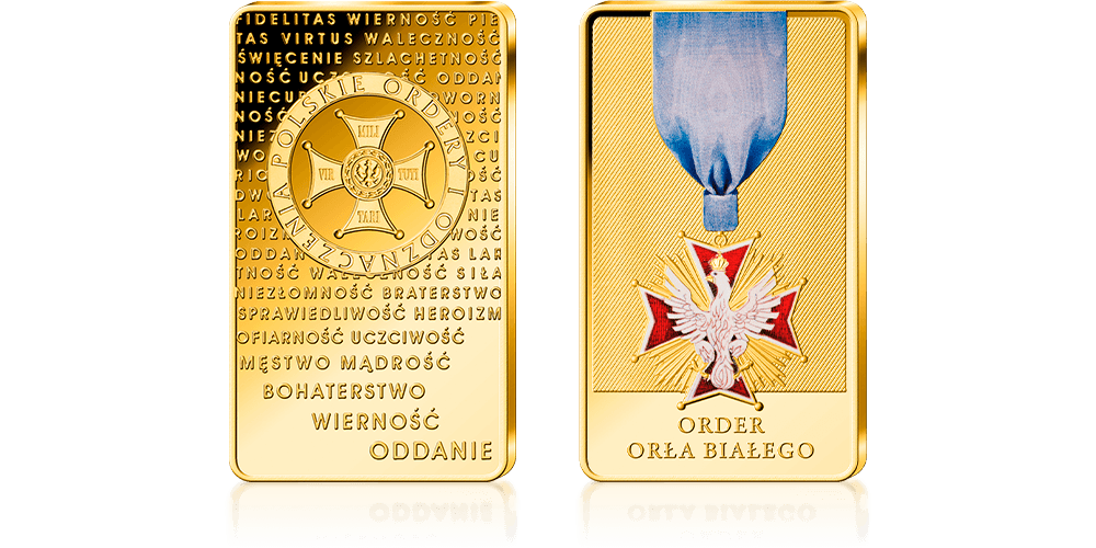 Order Orła Białego upamiętniony na sztabce platerowanej złotem
