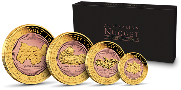 Samorodki złota odkryte w Australi - złote monety