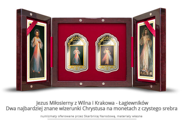 jezus miłosierny z wilna i krakowa-łagierwników, dwa najbardziej znane wizerunki chrystusa na monetach z reprodukcją kazimirowskiego