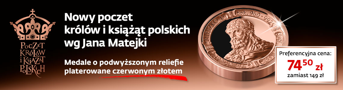 Mieszko I na medalu o podwyższonym reliefie i platerowanym czerwonym złotem