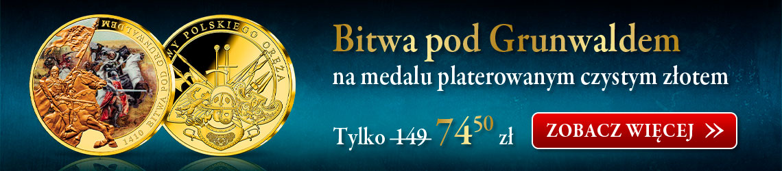 Bitwa pod Grunwaldem na medalu platerowanym czystym złotem