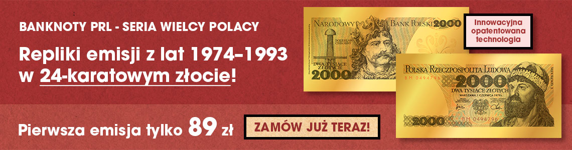 W 30. rocznicę denominacji złotego - złota replika kultowego banknotu z wizerunkiem Mieszka I i Bolesława Chrobrego