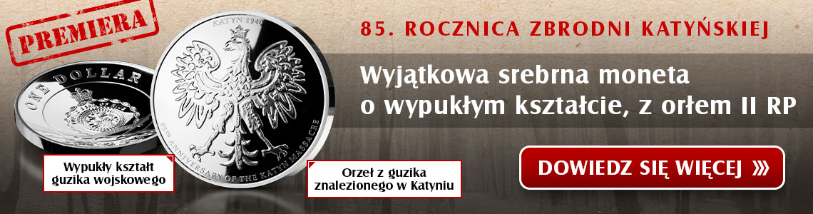 85. rocznica zbrodni katyńskiej. Srebrna moneta nawiązująca do guzika katyńskiego.