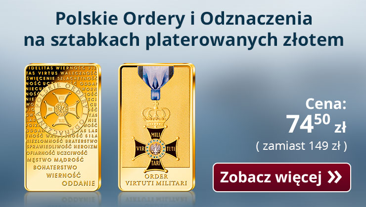 Polskie Ordery i Odznaczenia na sztabkach platerowanych czystym złotem