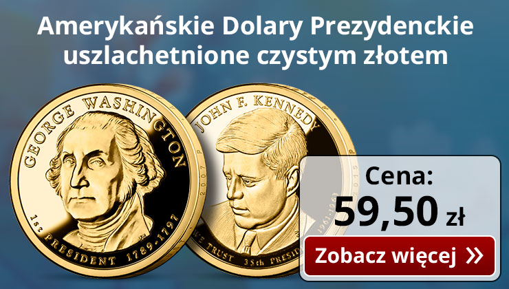 Słynne Amerykańskie Dolary Prezydenckie uszlachetnione czystym złotem