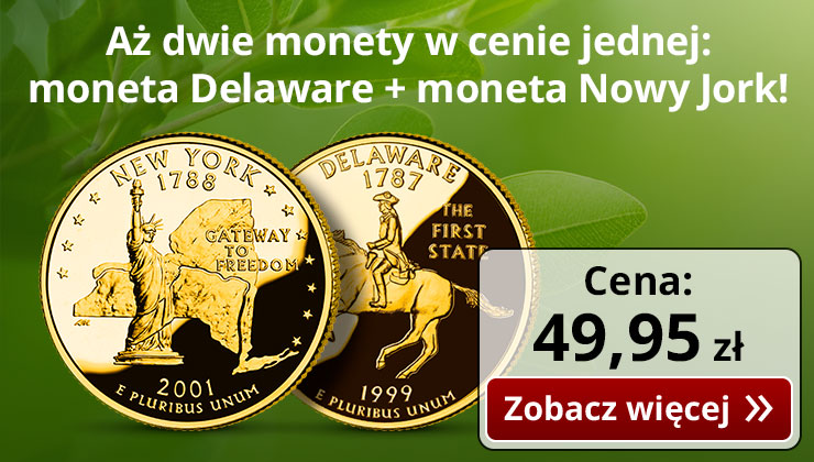Słynne amerykańskie ćwierćdolarówki stanowe uszlachetnione czystym złotem!