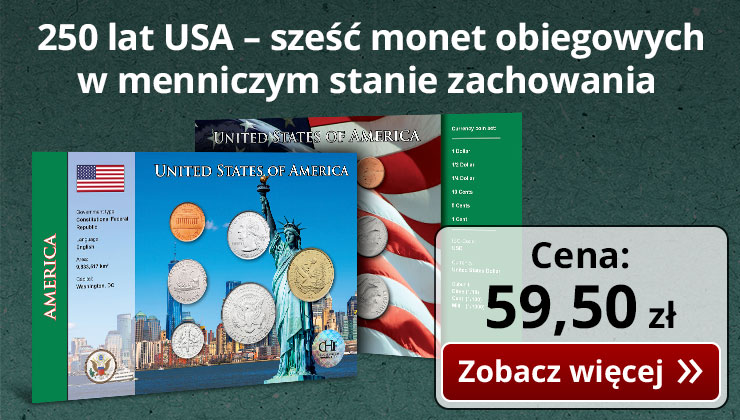 Sześć monet z USA w menniczym stanie zachowania