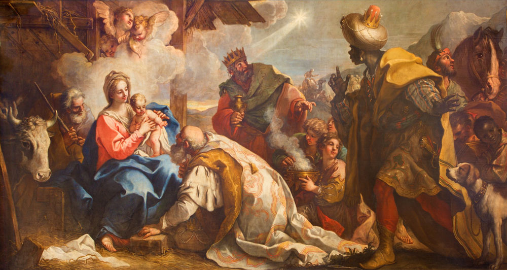 Obraz Adorazione dei Magi Nicolò Bambiniego, znajdujący sie w kościele San Zaccaria w Wenecji
