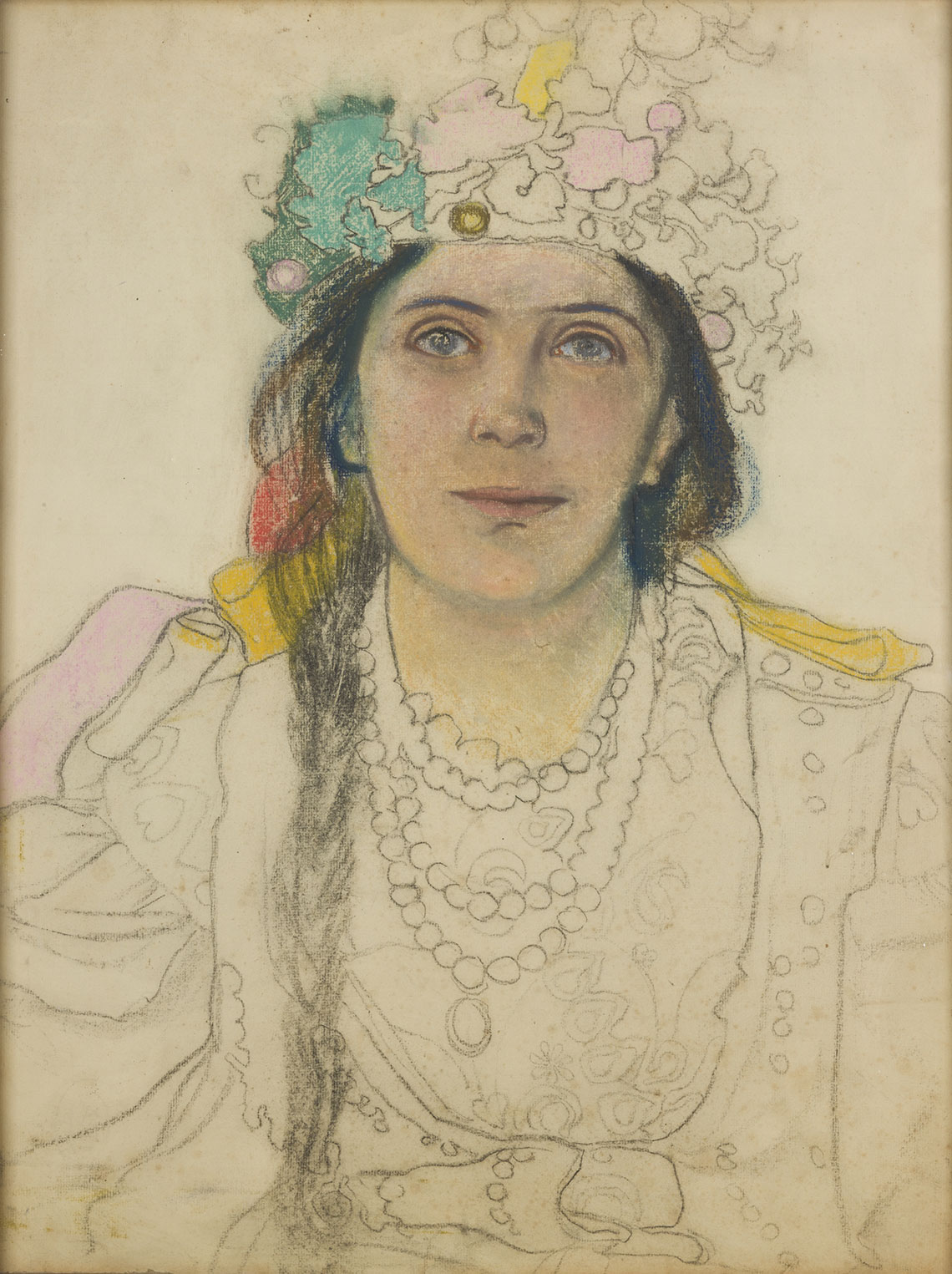 St. Wyspiański, Portret Wandy Siemaszkowej w roli Panny Młodej w "Weselu", 1901