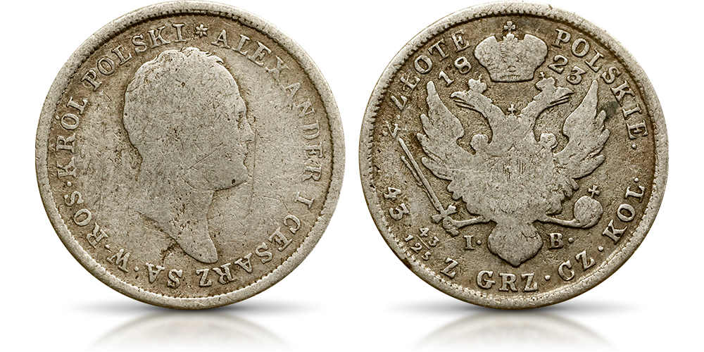 2 złote z 1823 r. - moneta w pięknym stanie menniczym - IV