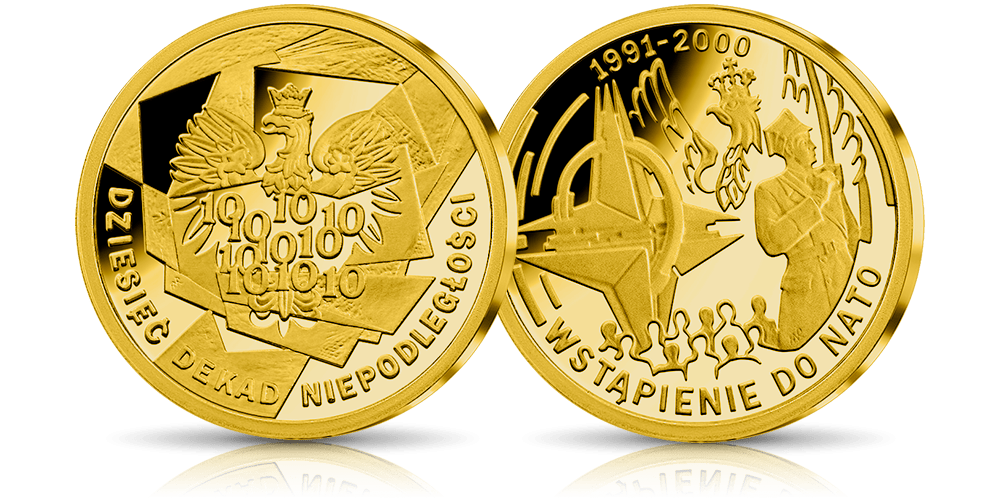 Wstąpienie Polski do NATO na medalu uszlachetnionym 24-karatowym złotem