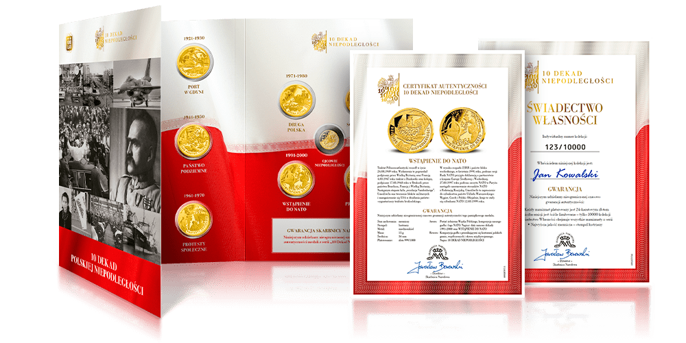 Wstąpienie Polski do NATO na medalu uszlachetnionym 24-karatowym złotem