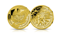 Centralny okręg przemysłowy na medalu platerowanym 24-karatowym złotem