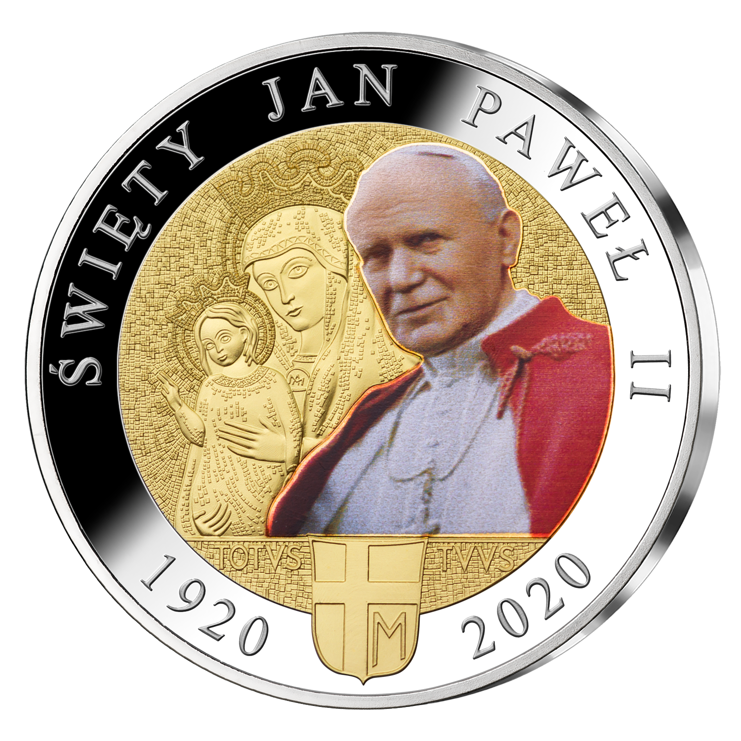 Święty Jan Paweł II na unikatowym srebrnym medalu. Święty Jan Paweł II na unikatowym srebrnym medalu.