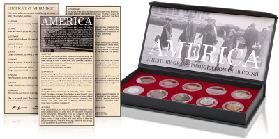 250 lat emigracji do USA - zestaw aż 10 historycznych monet!