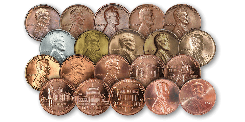 20 jednocentówek z Lincolnem w zestawie