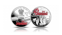 45 lat Solidarności na srebrnej monecie emitowanej przez NBP.