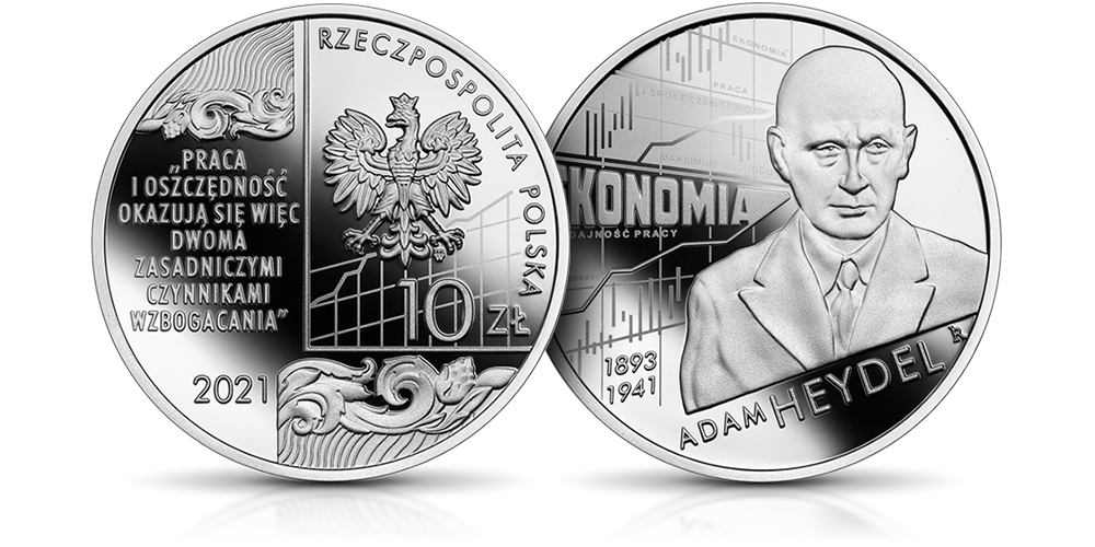 Adam Heydel na srebrnej monecie NBP. Adam Heydel na srebrnej monecie NBP.