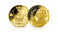  Adam Mickiewicz na medalu pamiątkowym wybitym w 14 karatowym złocie