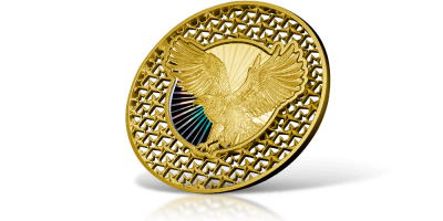Bielik amerykański - ażurowa srebrna moneta uszlachetniona czystym złotem