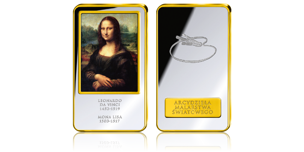 Arcydzieła Malarstwa Światowego: Najsłynniejszy obraz świata – „Mona Lisa” na sztabce uszlachetnionej srebrem i złotem!