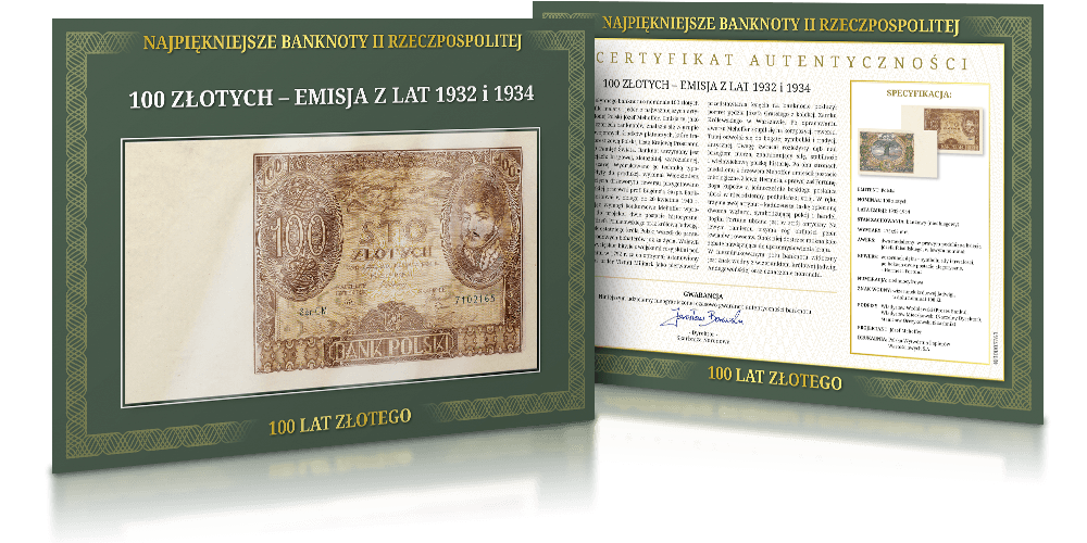 baknot II RP 100 zł z dębem w karcie historycznej