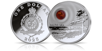 Bursztynowe Słońce Bałtyku - wyjątkowa srebrna moneta z prawdziwym polskim bursztynem