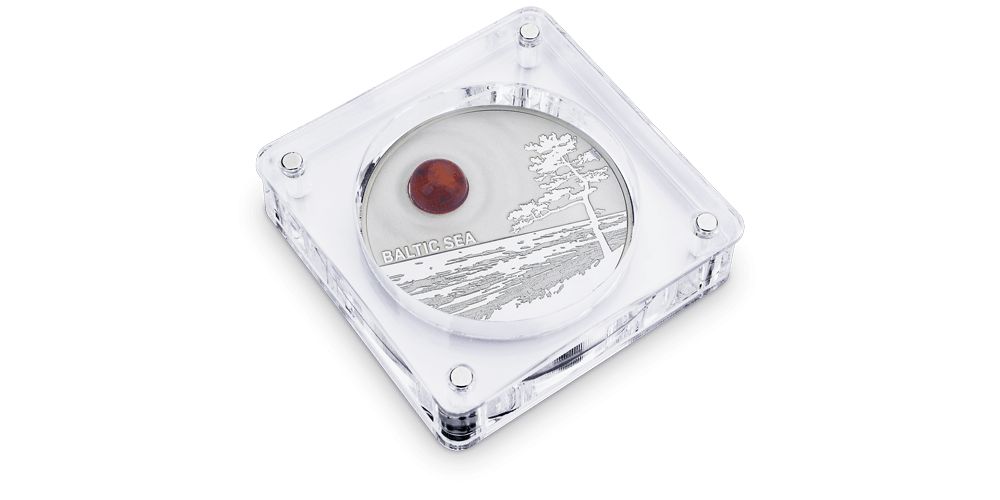 Moneta wybita z czystego srebra próby 999/1000.