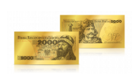 Replika banknotu 2000 zł w złocie z wizerunkiem Mieszka I i Bolesława Chrobrego