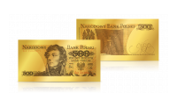 Replika banknotu 500 zł w złocie z wizerunkiem Tadeusza Kościuszki
