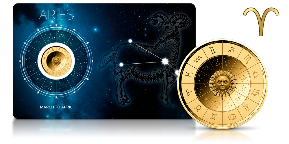 Zodiak na złotej monecie.