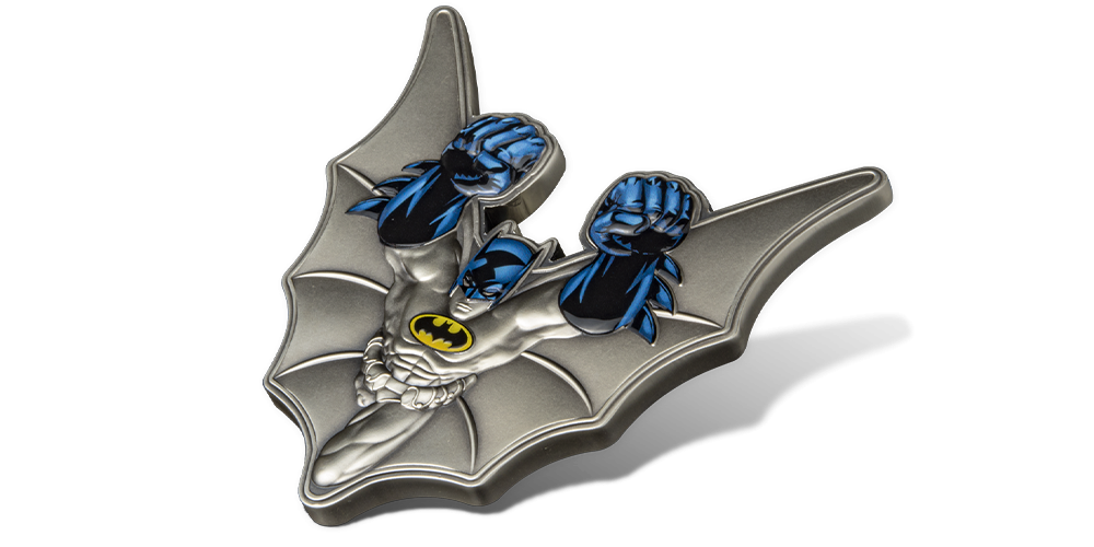 Batman na srebrnej monecie o masie 5 uncji.