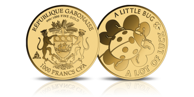 Biedronka - symbol przyjaźni i szczęścia na złotej monecie