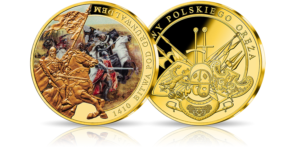 Bitwa pod Grunwaldem na medalu platerowanym złotem