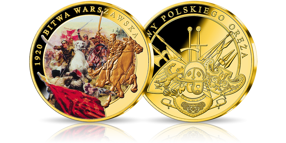Bitwa Warszawska na medlau platerowanym złotem