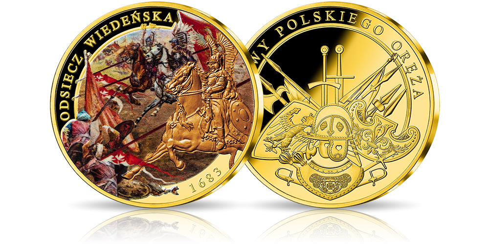 Odsiecz Wiedeńska na medalu platerowanym złotem